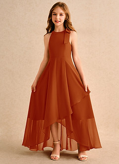 Azazie Boop Junior Formal vestidos de niña de las flores Vestido de Pimenton de Gasa de Corte En A con Lazo image5