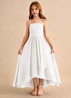 Azazie Twilight Dance Girls Formal Blumenmädchenkleider A-Linie Plissee Chiffon Kleid Elfenbein image6