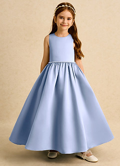 Azazie Daisies Flower Girl Dresses Ice Ball-Gown Bow Matte Satin Dress image2