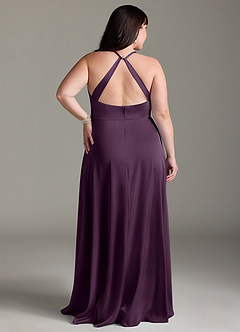 Azazie Davis Bridesmaid Dresses Plum A-Line Pleated Stretch Satin Dress image8