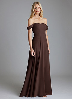 Azazie Seriana Final Sale Black A-Line Off the Shoulder Chiffon Dress image4