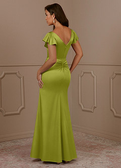 Azazie Roya Mère de la mariée Robes Robe Sirène en Satin extensible Col en V Plissé Citronnelle image3