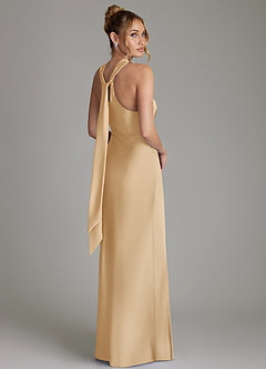 Azazie June Bridesmaid Dresses Gold Sheath Stretch Satin Dress image5