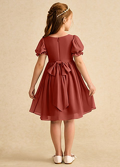 Azazie Jolie Blumenmädchenkleider A-Linie mit ärmel Chiffon Kleid Terrakotta image2