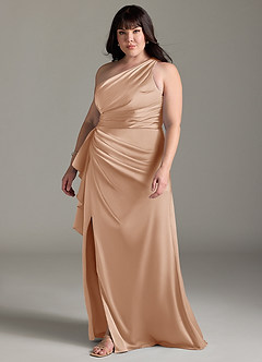 Azazie Maive Brautjungfernkleider Etui Gestreift Stretch-Satin Kleid Englisches Rosa image9