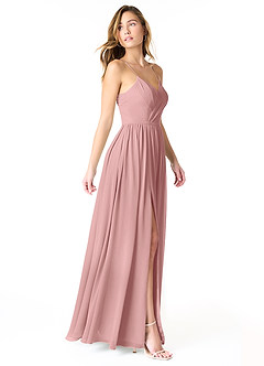 Azazie Cora Robes de demoiselle d'honneur Robe Trapèze en Mousseline de soie Plissée Rose Poussiéreuse image4