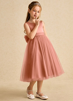 Azazie Winnie Blumenmädchenkleider Ballkleid Schleifen Tüll Kleid Mai Tai image6