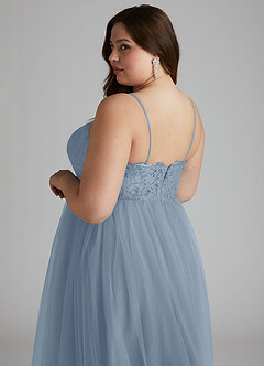 Azazie Roni Bridesmaid Dresses Dusty Blue A-Line Sweetheart Neckline Tulle Convertible Dress image8
