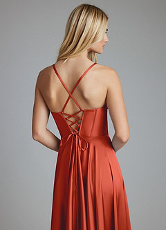 Azazie Alaia Suknie dla druhen Linia A Gorset Satyna elastyczna Do ziemi Sukienka image2