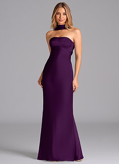 Azazie Lusinda Brudtärnklänningar Klä av Sjöjungfru i Stretch Satin Axelbandslös Druva image4