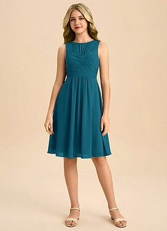 Azazie Skyla Junior Klä av A-Line i Chiffong Plisserad image3