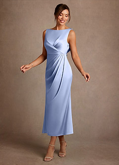 Azazie Mazhe Kleider für die Brautmutter A-Linie Plissee Stretch-Satin Kleid Eis image3