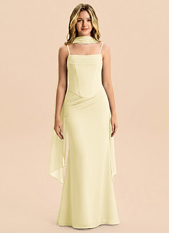 Azazie Sorrel Junior Lemon Sorbet Mermaid Pleated Chiffon Dress image1