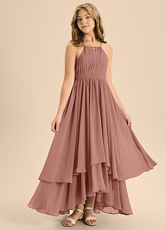 Azazie Elliora Junior Cedar Rose A-Line Pleated Chiffon Dress image3