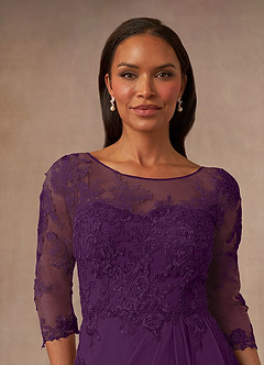 Azazie Calanthe Mother of the Bride Dresses Grape A-Line Scoop Chiffon Dress image5