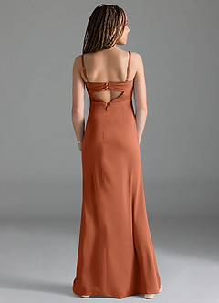 Azazie Leonis Junior Cedar Rose A-Line Pleated Stretch Satin Dress image2