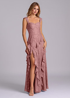Azazie Sloane Bridesmaid Dresses Dusty Rose A-Line Sweetheart Neckline Floral Burnout Dress image6