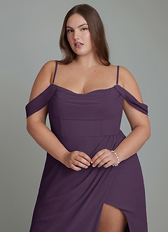 Azazie Johana Abiti da Damigella Abito Convertibile Sirena in Chiffon Spalle Scoperte Prugna image10