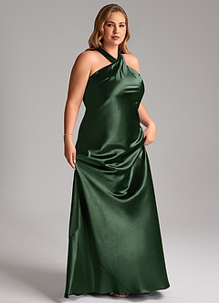 Azazie Doretta Bridesmaid Dresses Eucalyptus Mermaid Bow Metallic Satin Dress image11