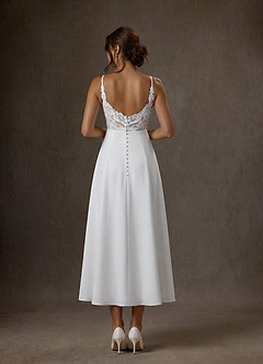 Azazie Xena Vestidos de novia Vestido de Diamante Blanco de Crepé elástico de Corte en A image2