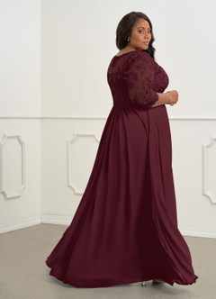 Azazie Hayek Mother of the Bride Dresses Cabernet A-Line V-Neck Lace Chiffon Dress image10