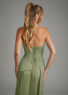 Azazie Gabriela Bridesmaid Dresses Garden Sage A-Line Corset Stretch Satin Dress image9