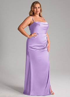 Azazie Leonis Brautjungfernkleider Wandelbar Meerjungfrau-Linie Plissee Stretch-Satin Kleid Flieder image14