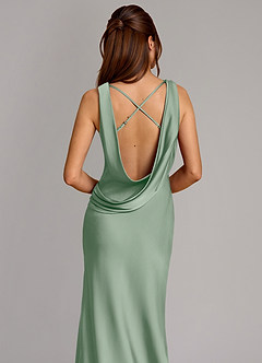 Azazie Cheryl At-home Try On Dresses Agave Mermaid Stretch Satin Dress image2