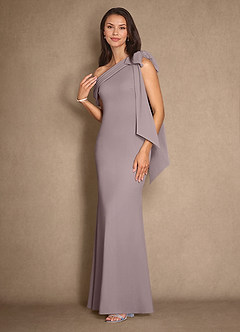 Azazie Myers Mother of the Bride Dresses Vintage Mauve Mermaid Pleated Stretch Crepe Dress image4