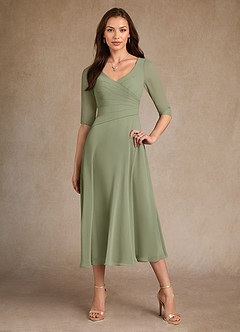 Azazie Durant Mother of the Bride Dresses Pistachio A-Line Pleated Chiffon Dress image4