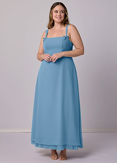 Barbie ♥ Azazie Final Sale Steel Blue A-Line Pleated Chiffon Dress image7
