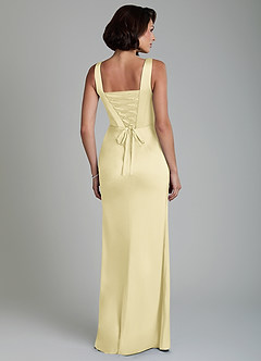 Azazie Amora Bridesmaid Dresses Lemon Sorbet Mermaid Corset Stretch Satin Dress image2