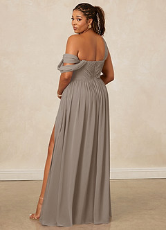 Christian Siriano Bridal for Azazie 1014 Bridesmaid Dresses Taupe A-Line Off the Shoulder Chiffon Dress image11