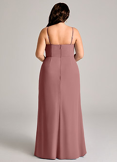 Azazie Maci Bridesmaid Dresses Desert Rose Sheath Pleated Chiffon Dress image9