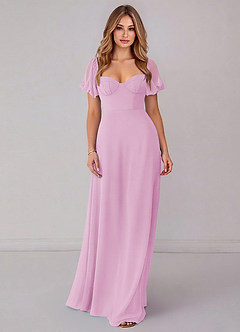 Azazie Fatima Bridesmaid Dresses Candy Pink A-Line with Pockets Chiffon Dress image3