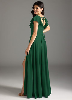 Azazie Bondi Bridesmaid Dresses Dark Green A-Line Ruched Stretch Crepe Dress image6
