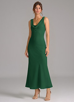 Azazie Rylina 신부 들러리 드레스 인어 주름진 쉬폰 발목 길이 드레스 image3