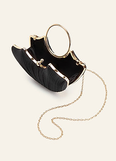 front Satin Pleated Fan-Shaped Handbag