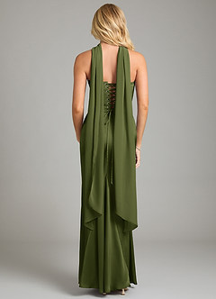 Azazie Sorrel Bridesmaid Dresses Olive Mermaid Strapless Stretch Satin Convertible Dress image9