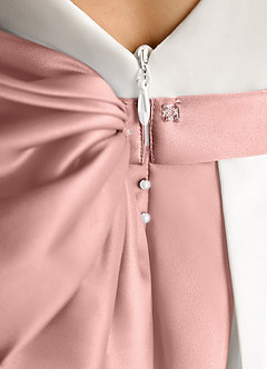 Azazie Cherry Flower Girl Dresses Ivory Rose Gold Ball-Gown Pleated Matte Satin Dress image6