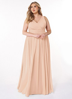 Azazie Kora Abiti da Damigella Abito A-Line in Chiffon Plissettato Rosa Inglese image14
