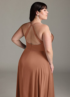 Azazie Davis Vestidos de damas de honor Vestido de Bronceador de Satén Elástico de Corte en A con Plisado image12