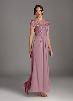 Azazie Silvia Mother of the Bride Dresses Vintage Mauve A-Line Lace Chiffon Dress image2