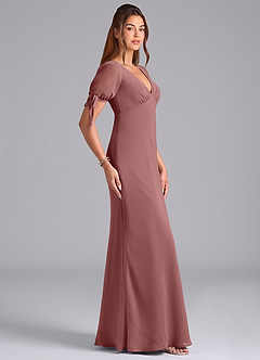 Azazie Pheby Bridesmaid Dresses Desert Rose A-Line Pleated Chiffon Dress image5