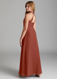Azazie Clarice Junior Auburn A-Line Side Slit Chiffon Dress image2