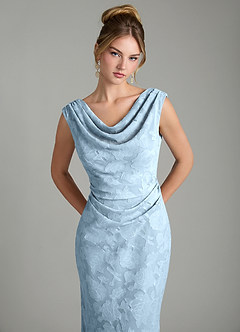 Azazie Kieryn Bridesmaid Dresses Sky Blue Mermaid Pleated Floral Burnout Dress image6