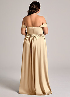 Azazie Calianna Bridesmaid Dresses Champagne A-Line Off the Shoulder Stretch Satin Convertible Dress image7