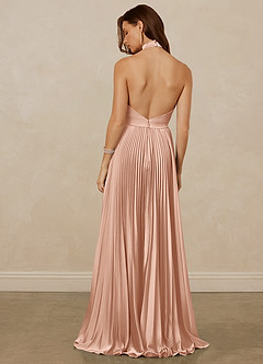 Christian Siriano Bridal for Azazie 1007 Robes de demoiselle d'honneur Robe Trapèze en Satin extensible Plissée Or Rose image6