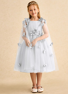 Azazie Staria Flower Girl Dresses White Ball-Gown Ruched Tulle Dress image3