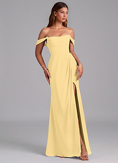 Azazie Johana Jurken voor bruidsmeisjes Converteerbaar Jurk van Chiffon met Zeemeermin Off-shoulder Boter image4